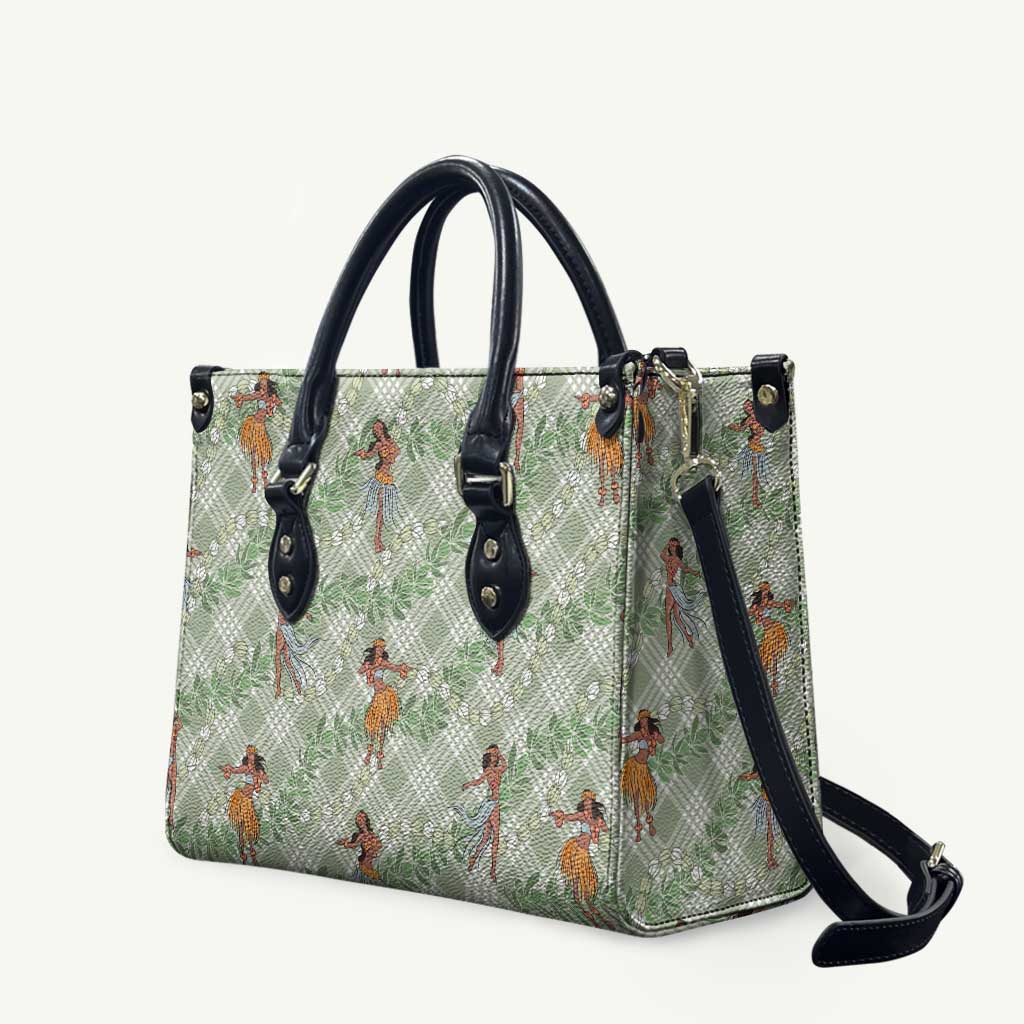 Mint Palaka Hula Girls Seamless Hawaii Aloha Leather Bag - Polynesian Pride