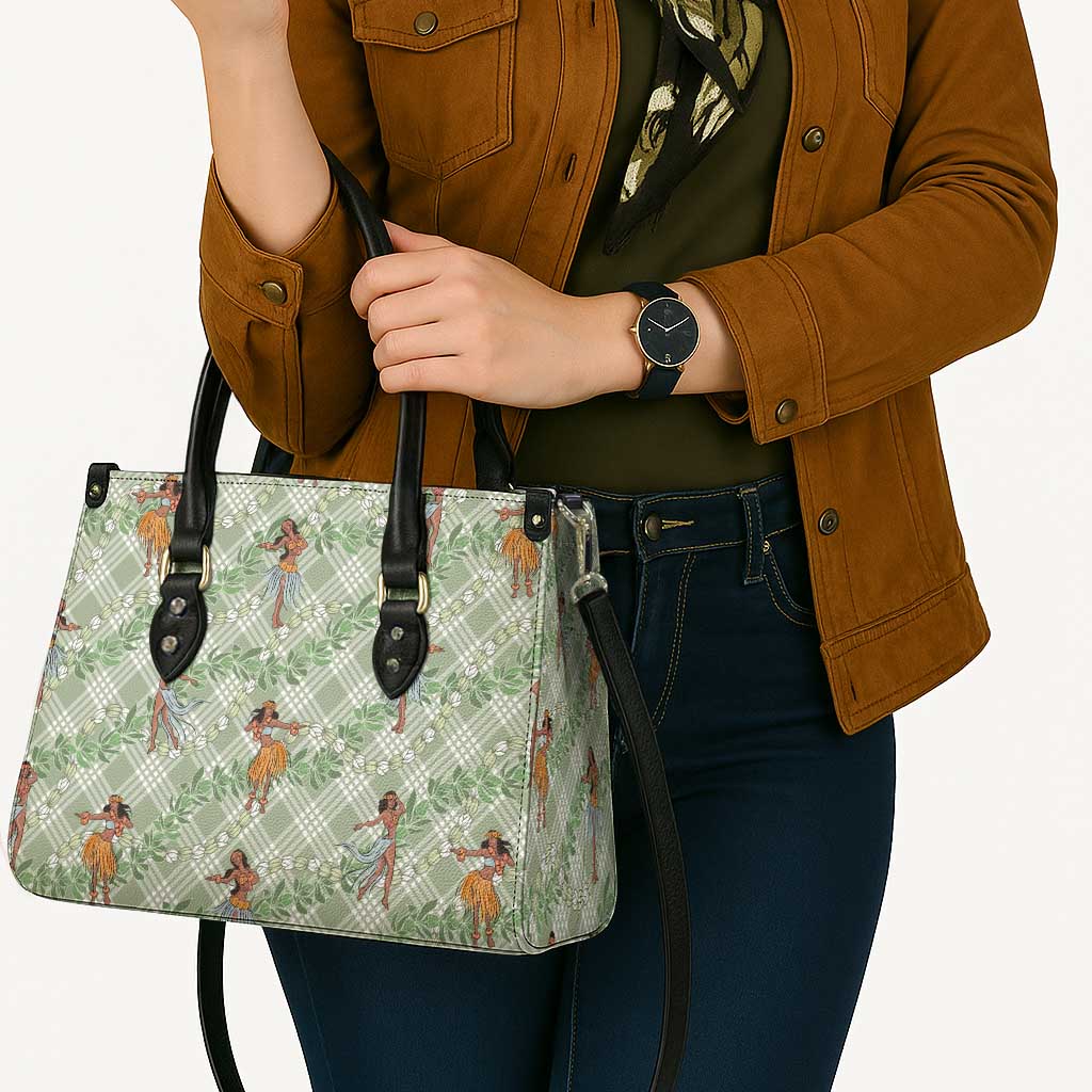 Mint Palaka Hula Girls Seamless Hawaii Aloha Leather Bag - Polynesian Pride