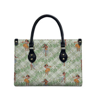 Mint Palaka Hula Girls Seamless Hawaii Aloha Leather Bag - Polynesian Pride