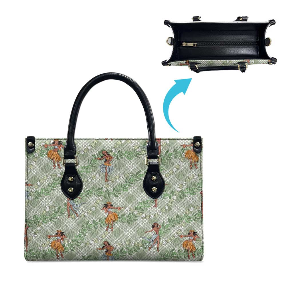 Mint Palaka Hula Girls Seamless Hawaii Aloha Leather Bag - Polynesian Pride