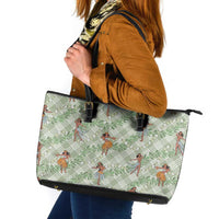 Mint Palaka Hula Girls Seamless Hawaii Aloha Leather Tote Bag - Polynesian Pride