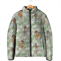 Mint Palaka Hula Girls Seamless Hawaii Aloha Padded Jacket - Polynesian Pride