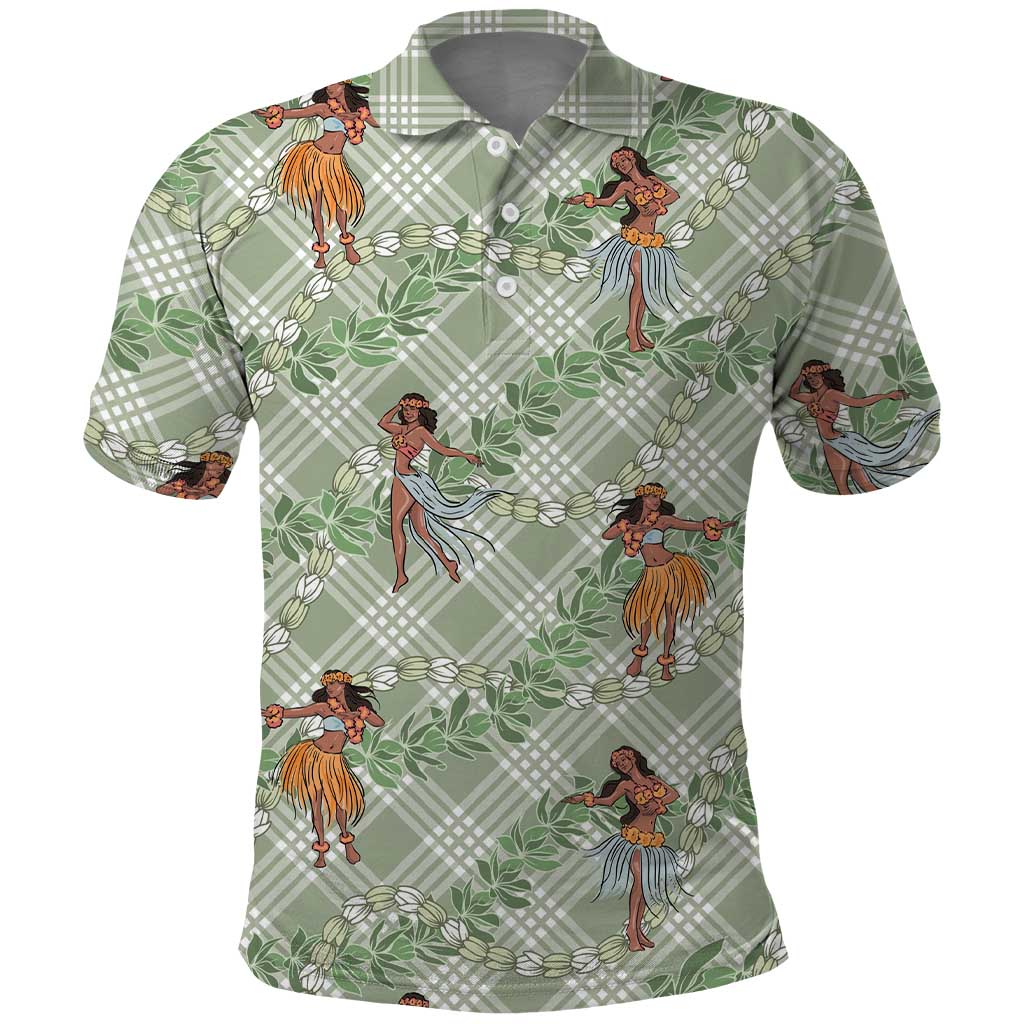 Mint Palaka Hula Girls Seamless Hawaii Aloha Polo Shirt LT7 Mint - Polynesian Pride
