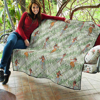 Mint Palaka Hula Girls Seamless Hawaii Aloha Quilt - Polynesian Pride