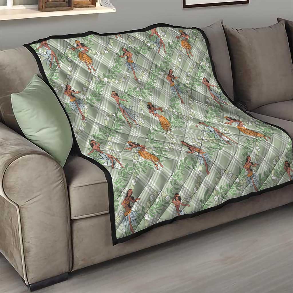 Mint Palaka Hula Girls Seamless Hawaii Aloha Quilt - Polynesian Pride