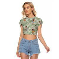 Mint Palaka Hula Girls Seamless Hawaii Aloha Raglan Cropped T Shirt - Polynesian Pride