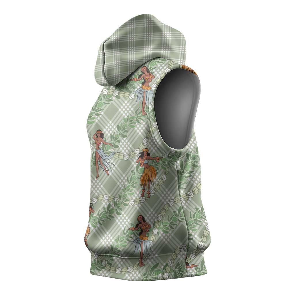 Mint Palaka Hula Girls Seamless Hawaii Aloha Sleeveless Hoodie - Polynesian Pride