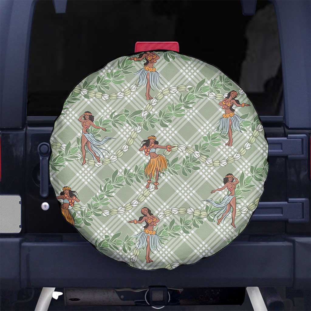 Mint Palaka Hula Girls Seamless Hawaii Aloha Spare Tire Cover LT7 No hole Mint - Polynesian Pride