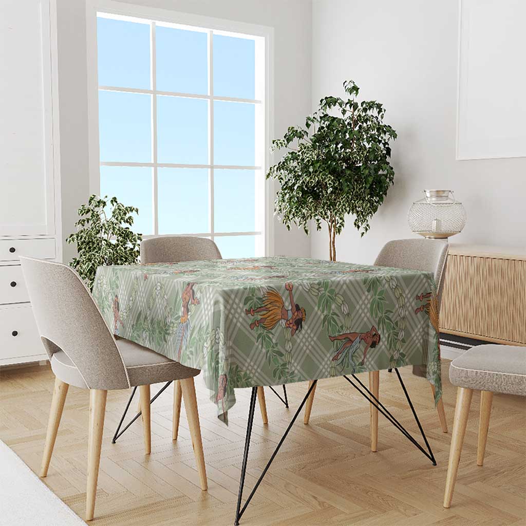 Mint Palaka Hula Girls Seamless Hawaii Aloha Tablecloth - Polynesian Pride