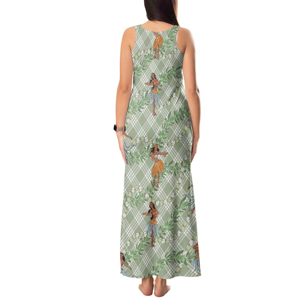 Mint Palaka Hula Girls Seamless Hawaii Aloha Tank Maxi Dress LT7 - Polynesian Pride