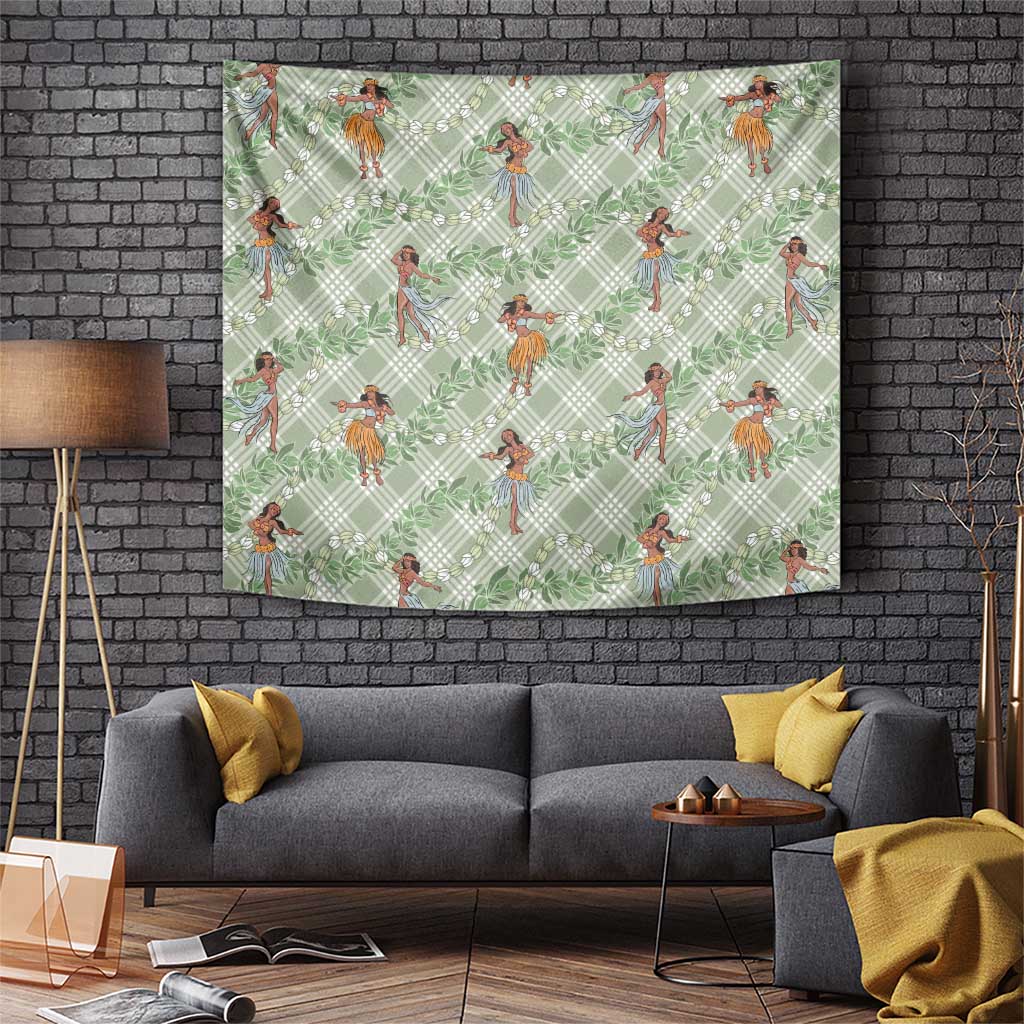 Mint Palaka Hula Girls Seamless Hawaii Aloha Tapestry - Polynesian Pride