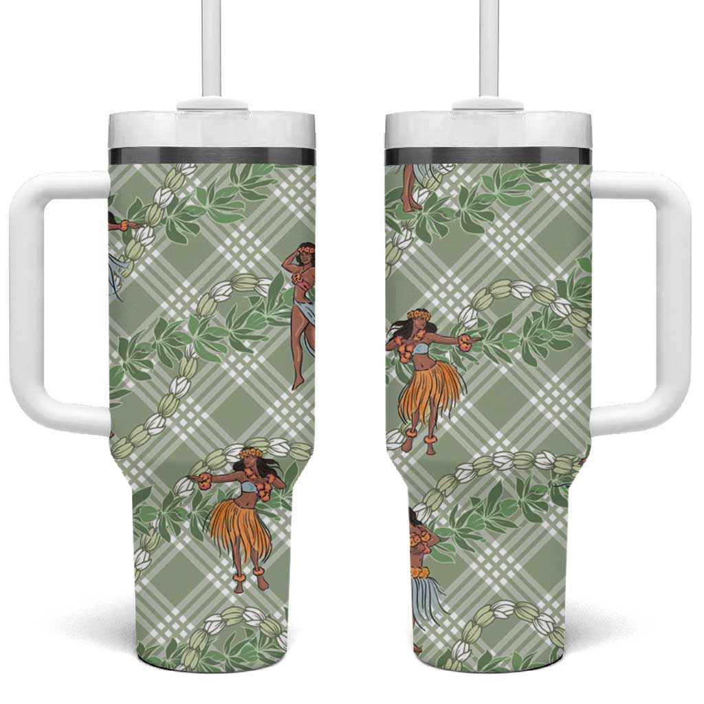 Mint Palaka Hula Girls Seamless Hawaii Aloha Tumbler With Handle LT7 One Size: 40 oz Mint - Polynesian Pride