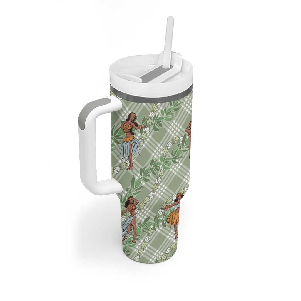 Mint Palaka Hula Girls Seamless Hawaii Aloha Tumbler With Handle LT7 - Polynesian Pride