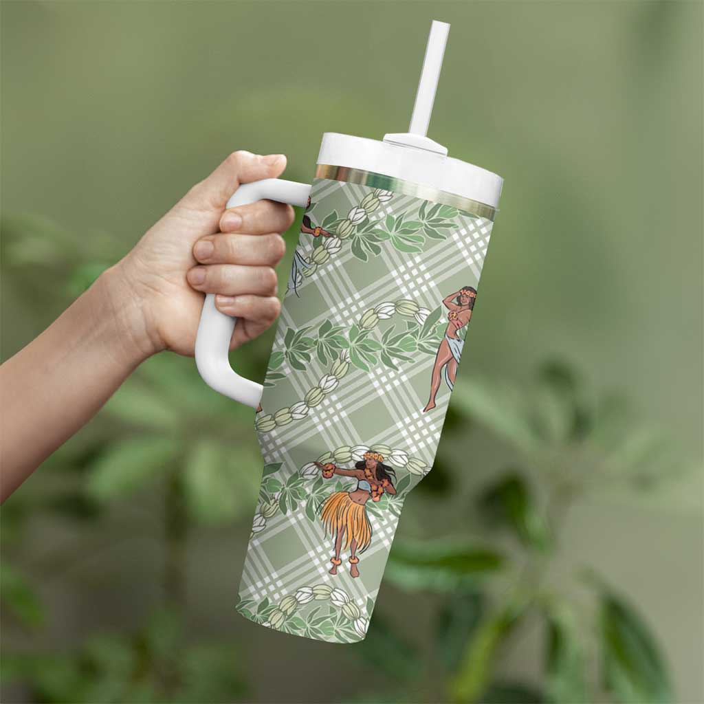 Mint Palaka Hula Girls Seamless Hawaii Aloha Tumbler With Handle LT7 - Polynesian Pride