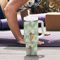 Mint Palaka Hula Girls Seamless Hawaii Aloha Tumbler With Handle LT7 - Polynesian Pride