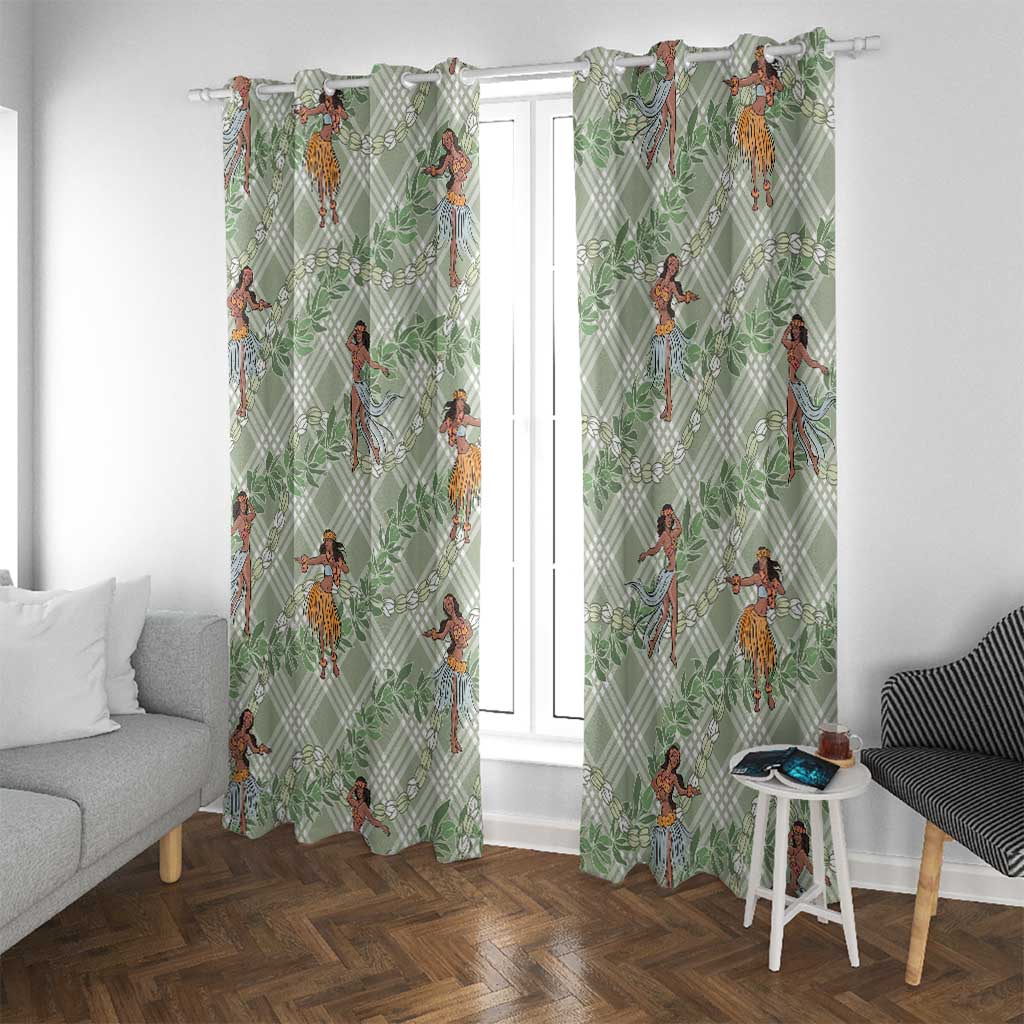 Mint Palaka Hula Girls Seamless Hawaii Aloha Window Curtain - Polynesian Pride