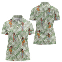 Mint Palaka Hula Girls Seamless Hawaii Aloha Women Polo Shirt - Polynesian Pride