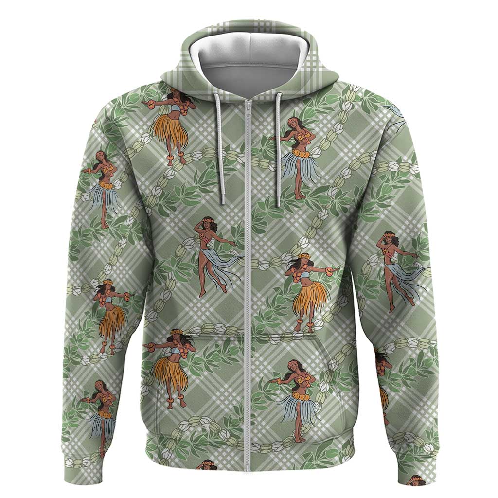 Mint Palaka Hula Girls Seamless Hawaii Aloha Zip Hoodie LT7 Zip Hoodie Mint - Polynesian Pride