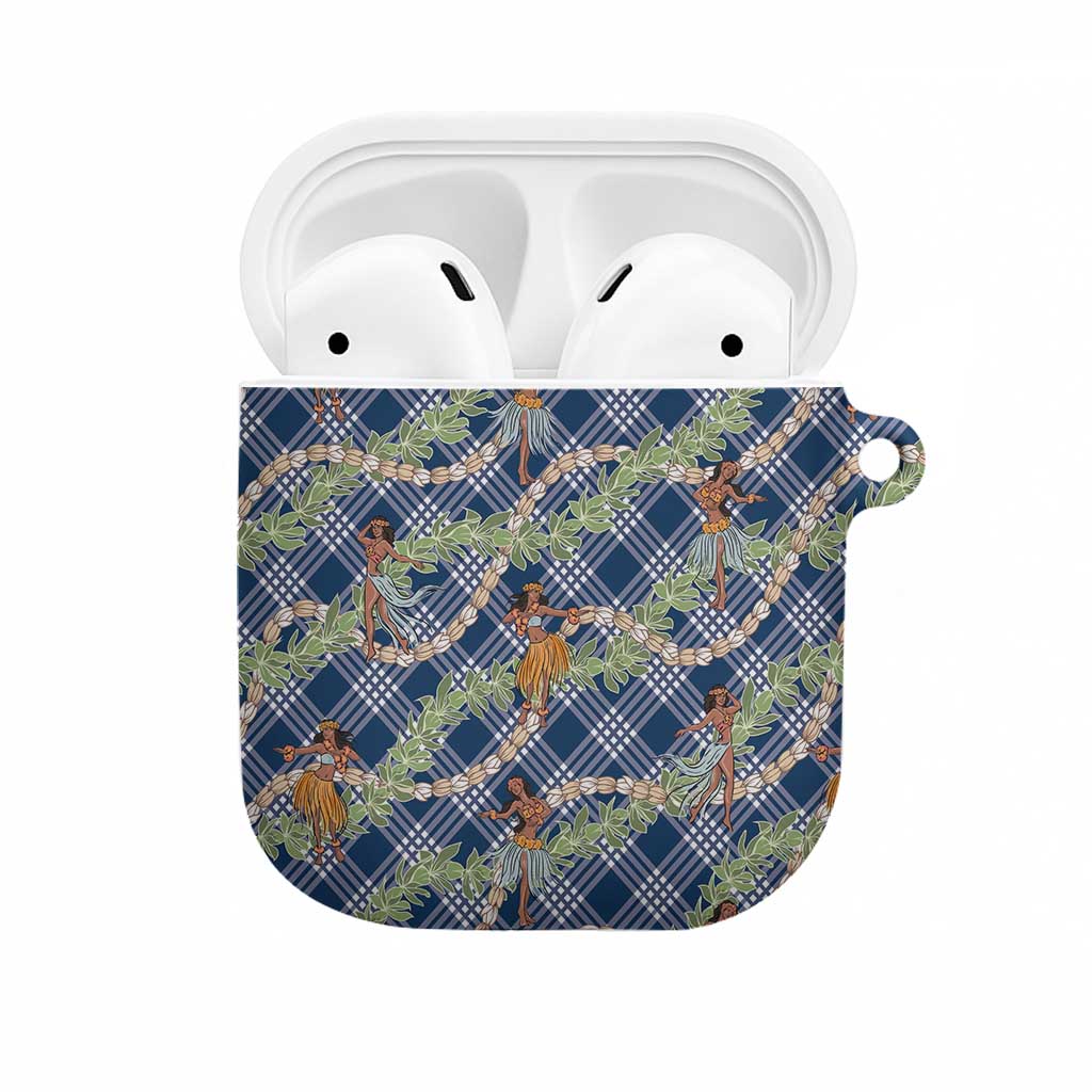 Navy Blue Palaka Hula Girls Seamless Hawaii Aloha AirPods Case - Polynesian Pride
