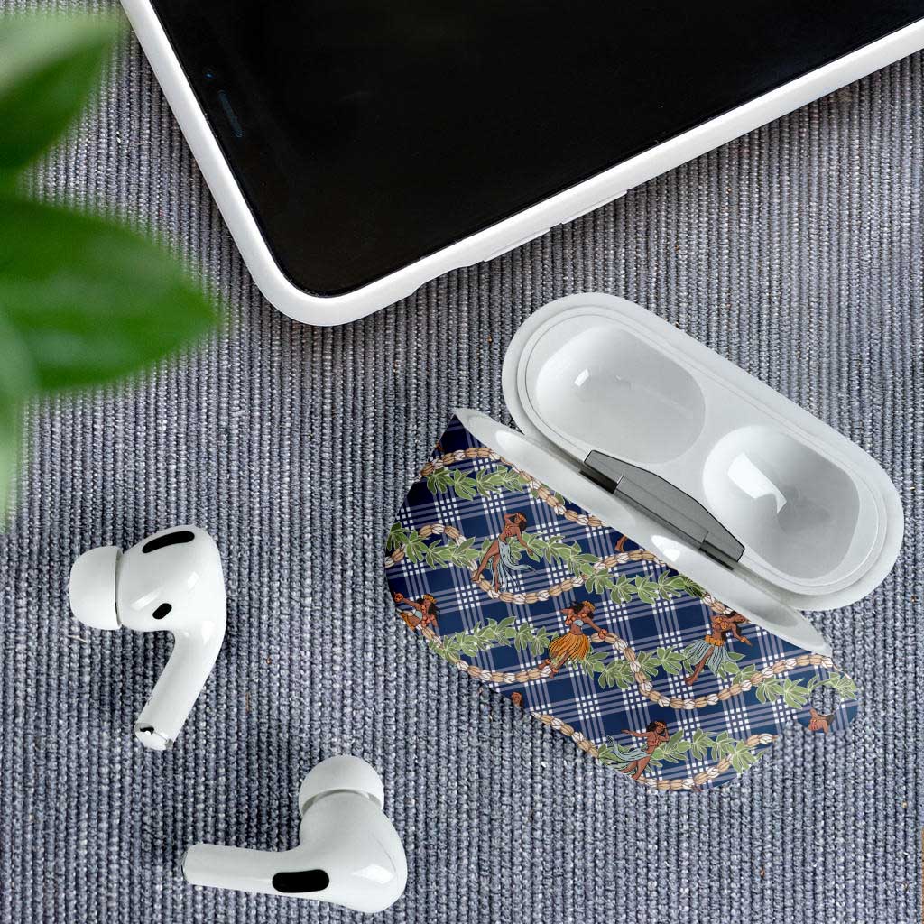 Navy Blue Palaka Hula Girls Seamless Hawaii Aloha AirPods Case - Polynesian Pride