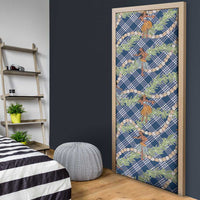 Navy Blue Palaka Hula Girls Seamless Hawaii Aloha Door Cover LT7 - Polynesian Pride