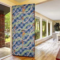 Navy Blue Palaka Hula Girls Seamless Hawaii Aloha Door Cover LT7 - Polynesian Pride