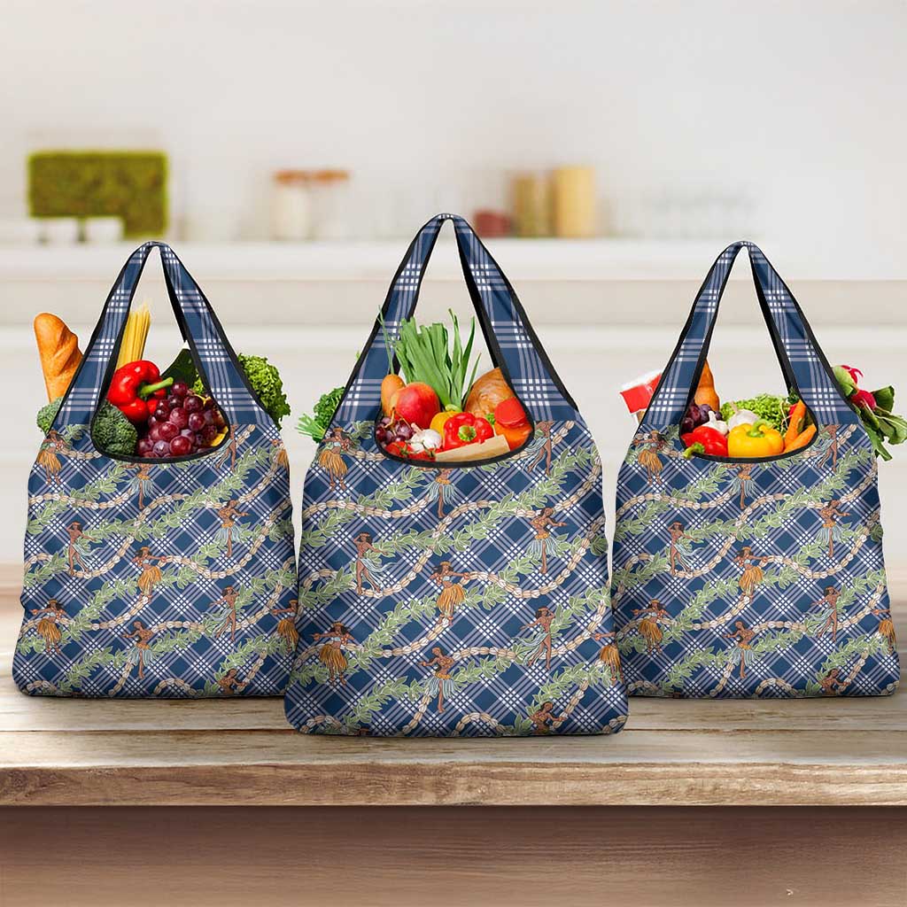 Navy Blue Palaka Hula Girls Seamless Hawaii Aloha Grocery Bag LT7 3-pack One Size Navy Blue - Polynesian Pride