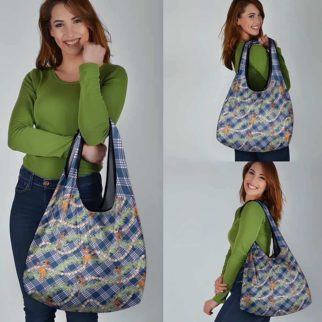 Navy Blue Palaka Hula Girls Seamless Hawaii Aloha Grocery Bag LT7 - Polynesian Pride