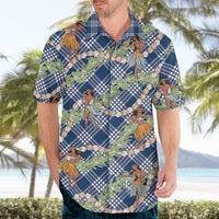 Navy Blue Palaka Hula Girls Seamless Hawaii Aloha Hawaiian Shirt - Polynesian Pride