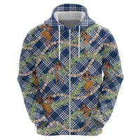 Navy Blue Palaka Hula Girls Seamless Hawaii Aloha Hoodie - Polynesian Pride