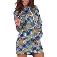 Navy Blue Palaka Hula Girls Seamless Hawaii Aloha Hoodie Dress LT7 Navy Blue - Polynesian Pride