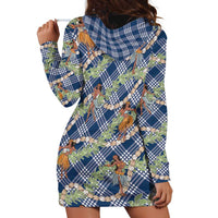 Navy Blue Palaka Hula Girls Seamless Hawaii Aloha Hoodie Dress LT7 - Polynesian Pride