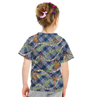 Navy Blue Palaka Hula Girls Seamless Hawaii Aloha Kid T Shirt LT7 - Polynesian Pride