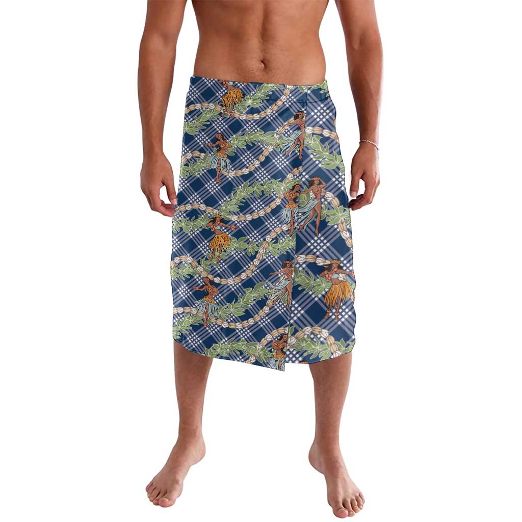 Navy Blue Palaka Hula Girls Seamless Hawaii Aloha Lavalava - Polynesian Pride