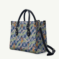 Navy Blue Palaka Hula Girls Seamless Hawaii Aloha Leather Bag - Polynesian Pride