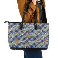 Navy Blue Palaka Hula Girls Seamless Hawaii Aloha Leather Tote Bag - Polynesian Pride