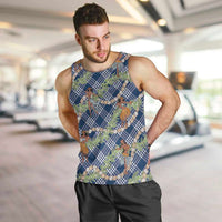 Navy Blue Palaka Hula Girls Seamless Hawaii Aloha Men Tank Top LT7 Navy Blue - Polynesian Pride