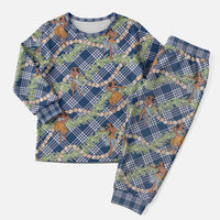 Navy Blue Palaka Hula Girls Seamless Hawaii Aloha Christmas Pajama Set LT7 Men Navy Blue - Polynesian Pride