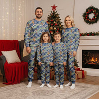 Navy Blue Palaka Hula Girls Seamless Hawaii Aloha Christmas Pajama Set LT7 - Polynesian Pride