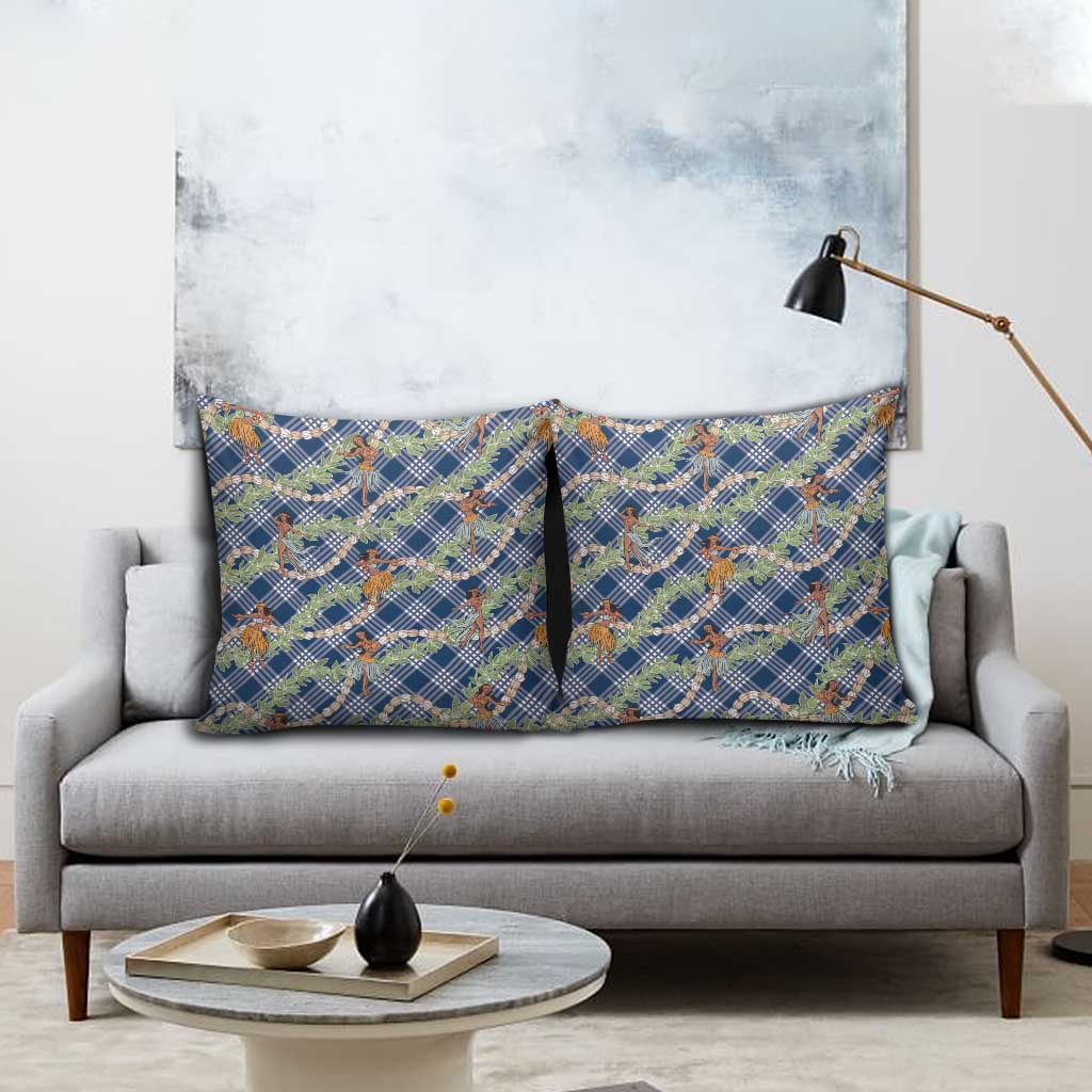 Navy Blue Palaka Hula Girls Seamless Hawaii Aloha Pillow Cover - Polynesian Pride