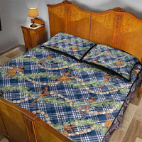 Navy Blue Palaka Hula Girls Seamless Hawaii Aloha Quilt Bed Set LT7 - Polynesian Pride