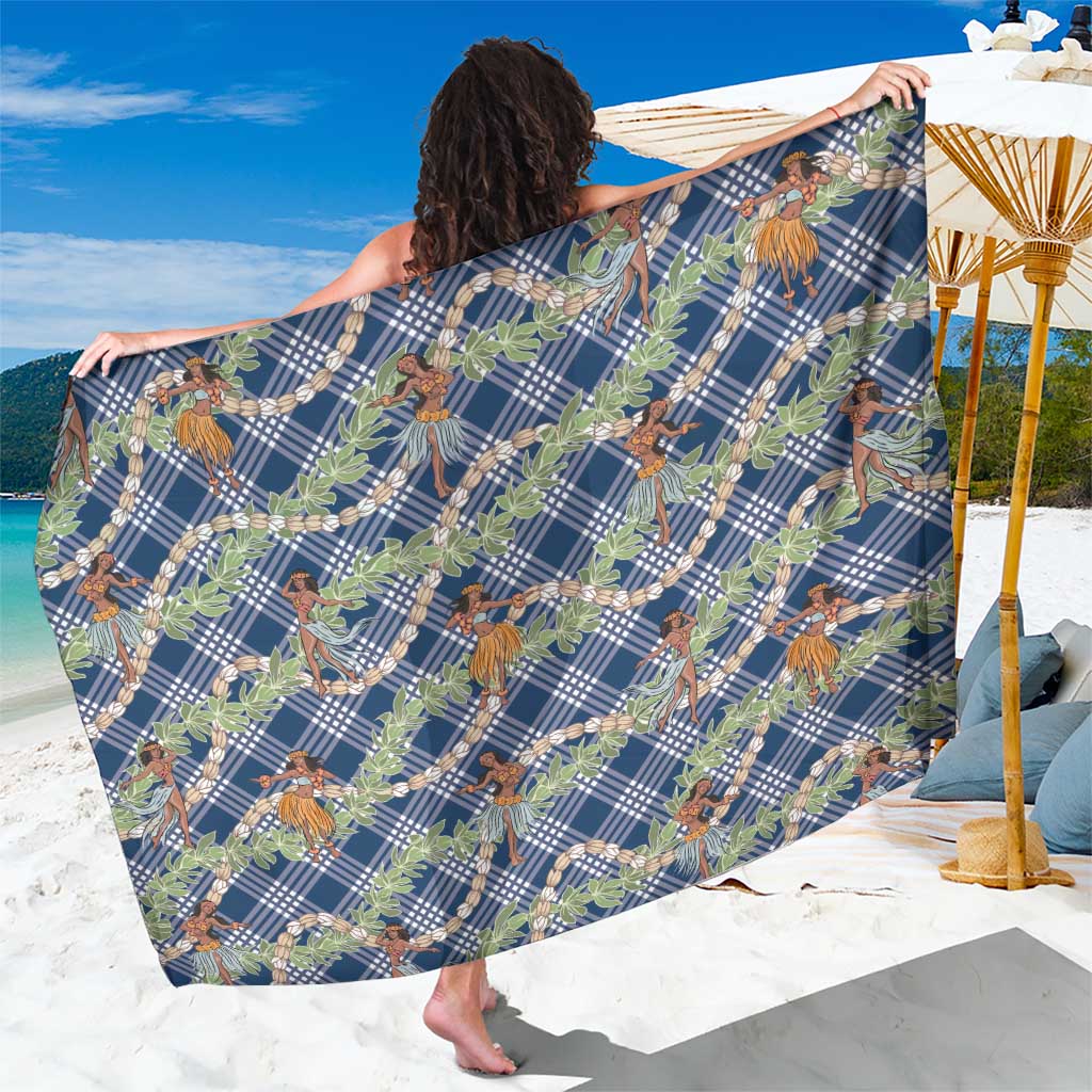 Navy Blue Palaka Hula Girls Seamless Hawaii Aloha Sarong - Polynesian Pride