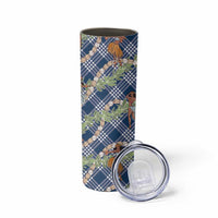 Navy Blue Palaka Hula Girls Seamless Hawaii Aloha Skinny Tumbler - Polynesian Pride
