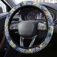 Navy Blue Palaka Hula Girls Seamless Hawaii Aloha Steering Wheel Cover LT7 - Polynesian Pride