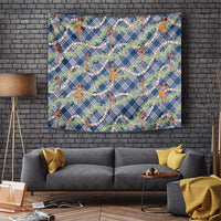 Navy Blue Palaka Hula Girls Seamless Hawaii Aloha Tapestry - Polynesian Pride