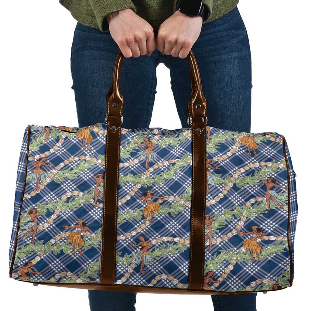 Navy Blue Palaka Hula Girls Seamless Hawaii Aloha Travel Bag LT7 Navy Blue - Polynesian Pride