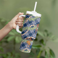 Navy Blue Palaka Hula Girls Seamless Hawaii Aloha Tumbler With Handle LT7 - Polynesian Pride