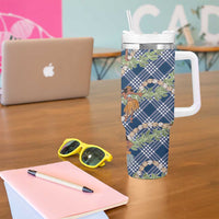 Navy Blue Palaka Hula Girls Seamless Hawaii Aloha Tumbler With Handle LT7 - Polynesian Pride