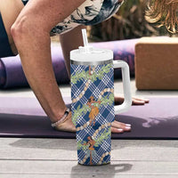 Navy Blue Palaka Hula Girls Seamless Hawaii Aloha Tumbler With Handle LT7 - Polynesian Pride