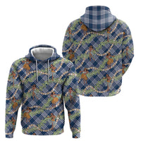 Navy Blue Palaka Hula Girls Seamless Hawaii Aloha Zip Hoodie - Polynesian Pride